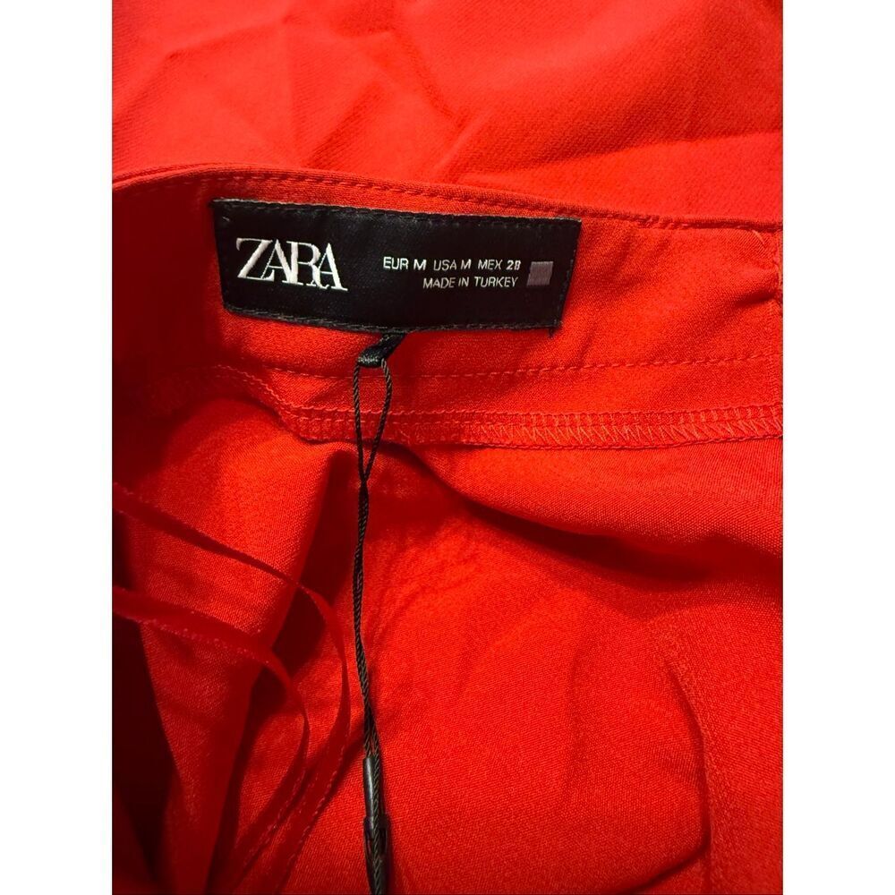 Zara | V-Neck Spaghetti Strap Mini Red Skater Dress | Size M | Fit & Flare - Picture 7 of 10